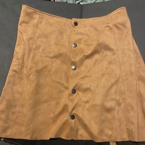 Brown Plus sized Suedette button front skirt FASHION UNION